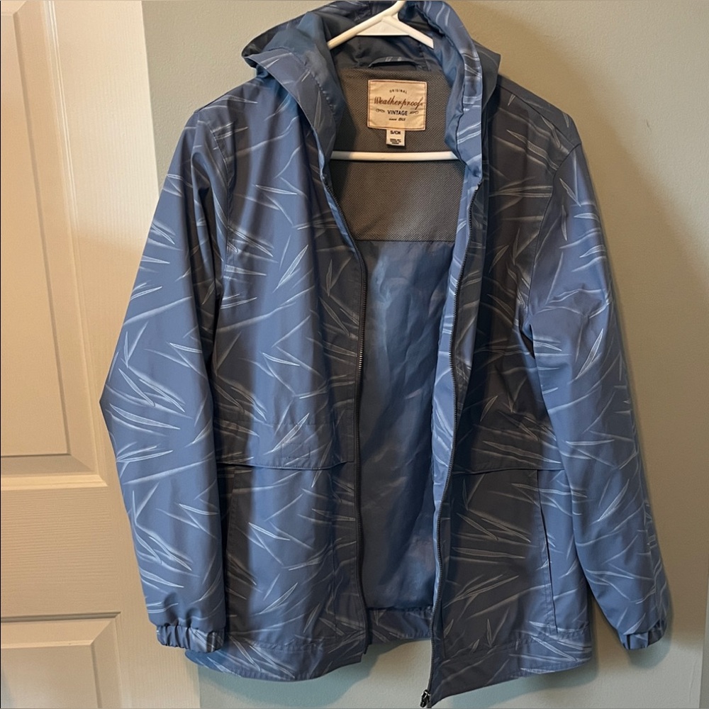 Weatherproof Slate Blue Patterned Rain Jacket - Women’s Small